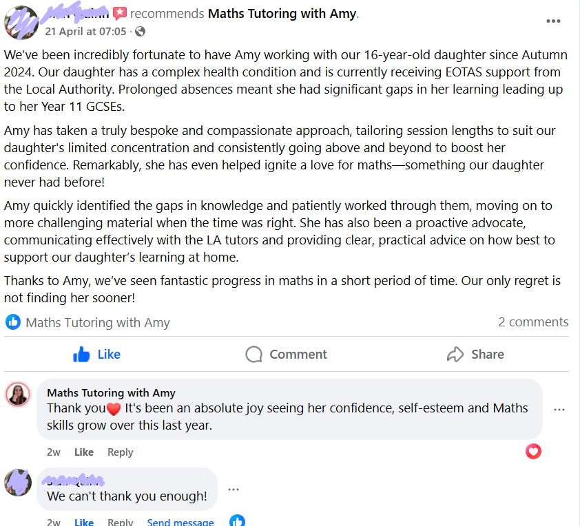 Review from parent of GCSE student